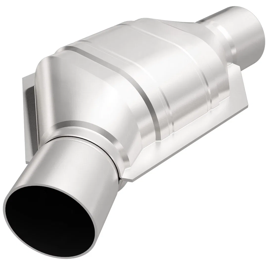 458076 – MAGNAFLOW Catalytic Converter, 6-1/2 Inch Wide Oval Case Single Center 2-1/2 Inch Slip Fit Inlet Single Angl...
